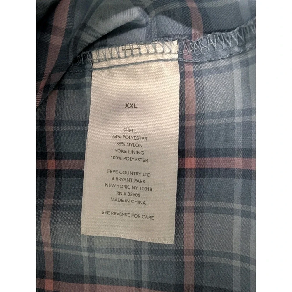 Free Country Plaid Button Front Shirt Men's XXL Blue‎ Pink Short Sleeve Fishing
